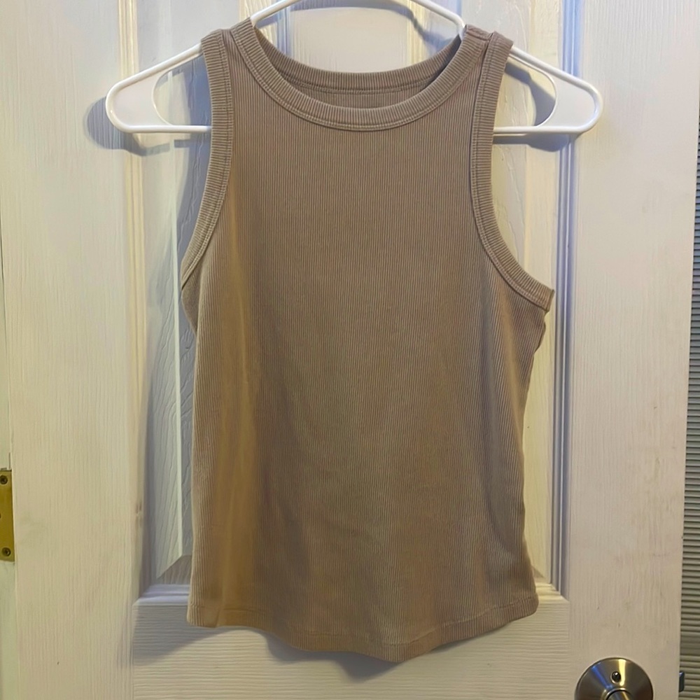 Tan ribbed tank